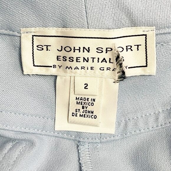 St. John Sport Essentials Light Blue Stretch Cotton Pants Size 2 Straight Leg - Picture 9 of 12